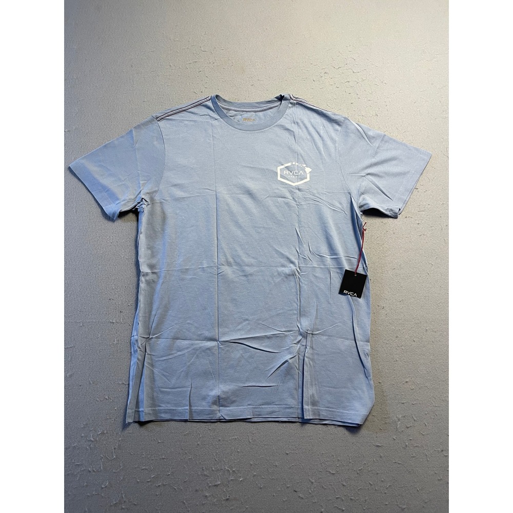 RVCA Hawaii Graphic T Shirt Cotton Blend Light Blue Large Mens